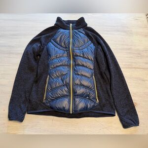 London Fog Dark Blue Puffer Jacket with Gold Zippers